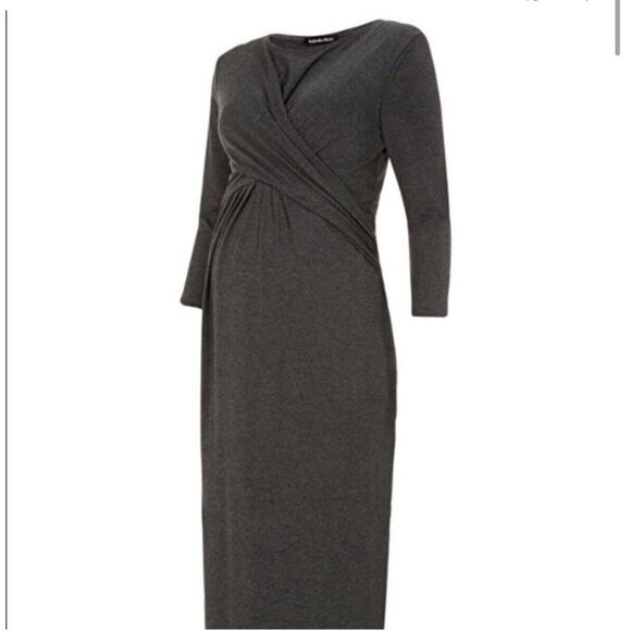 Isabella Oliver Parkland Maternity Midi Dress - Criss‎ Cross Wrap Gray Size 8 - Picture 1 of 11